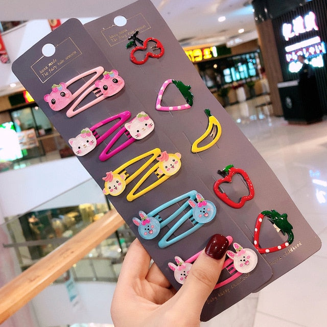 Girls Cute Cartoon Fruit Hairpins: 10 - 15 Piece Sets