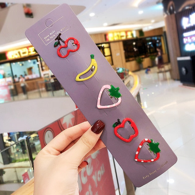 Girls Cute Cartoon Fruit Hairpins: 10 - 15 Piece Sets