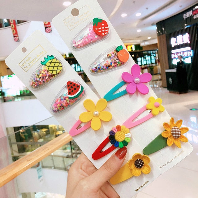Girls Cute Cartoon Fruit Hairpins: 10 - 15 Piece Sets