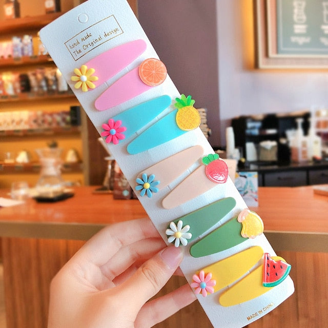 Girls Cute Cartoon Fruit Hairpins: 10 - 15 Piece Sets