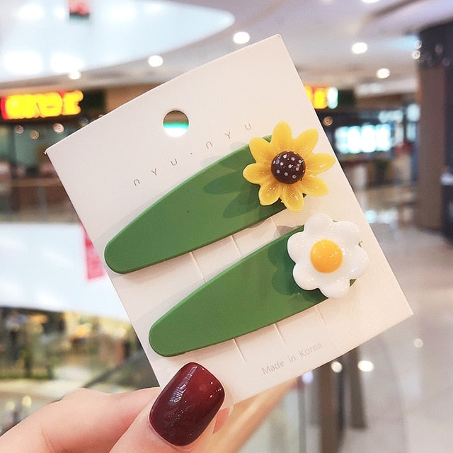 Girls Cute Cartoon Fruit Hairpins: 10 - 15 Piece Sets