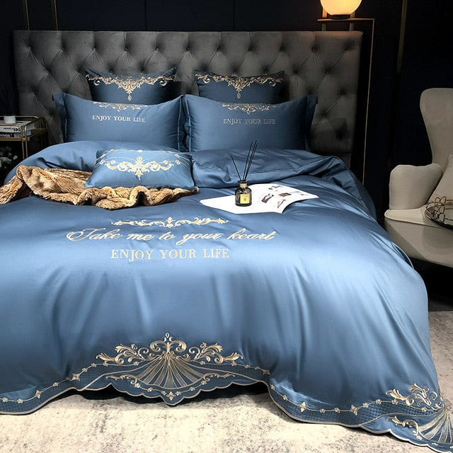 Luxury Duvet Cover 4 Piece Set - Royal Embroidery Linen