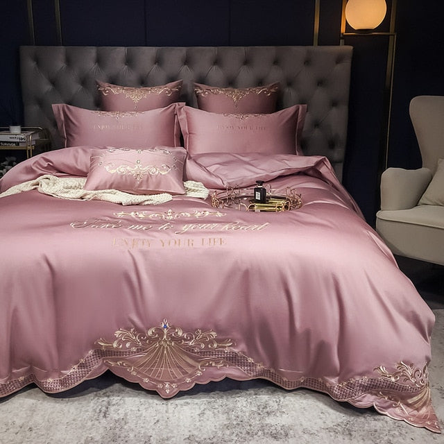 Luxury Duvet Cover 4 Piece Set - Royal Embroidery Linen