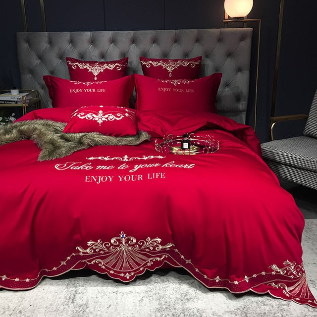 Luxury Duvet Cover 4 Piece Set - Royal Embroidery Linen