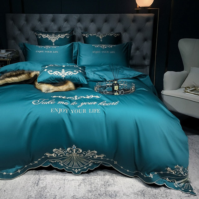 Luxury Duvet Cover 4 Piece Set - Royal Embroidery Linen