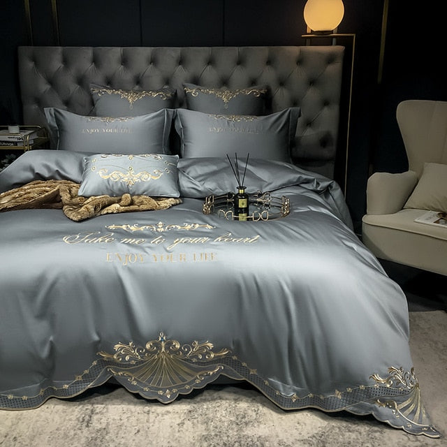 Luxury Duvet Cover 4 Piece Set - Royal Embroidery Linen
