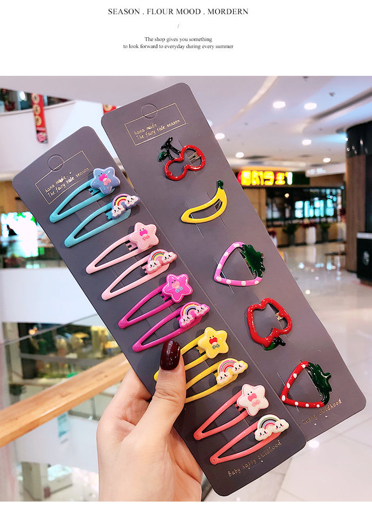 Girls Cute Cartoon Fruit Hairpins: 10 - 15 Piece Sets