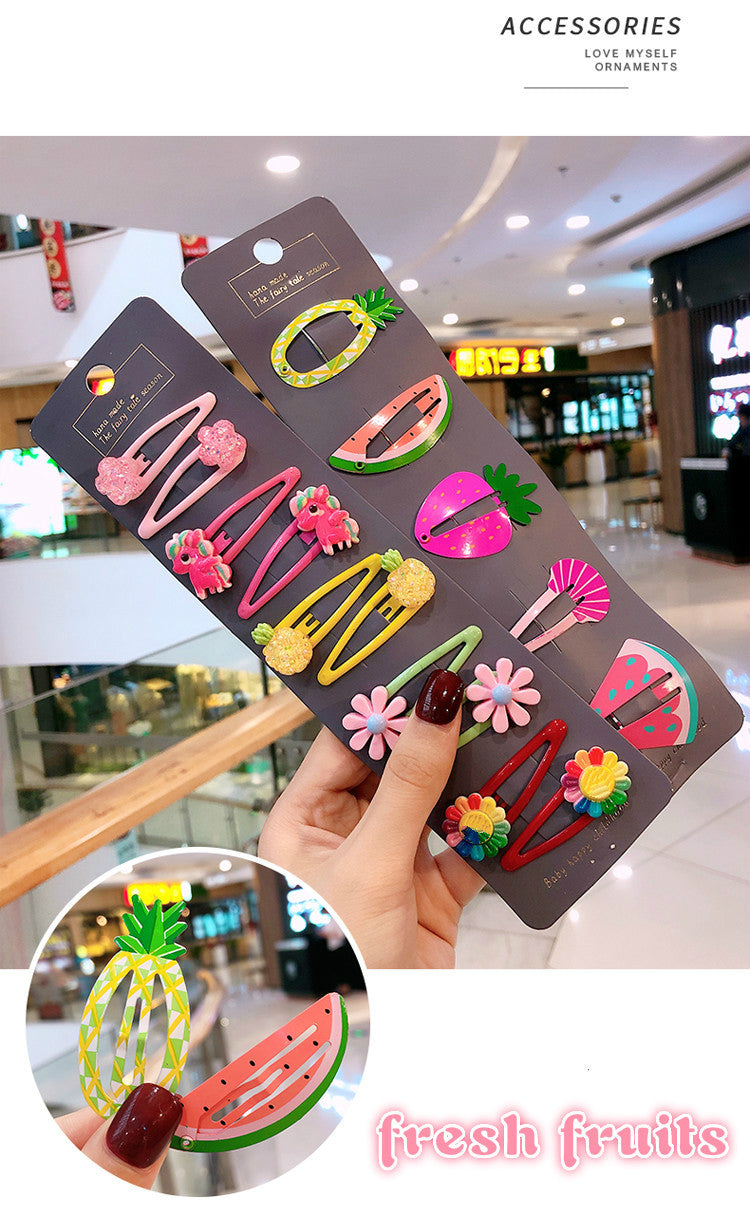 Girls Cute Cartoon Fruit Hairpins: 10 - 15 Piece Sets