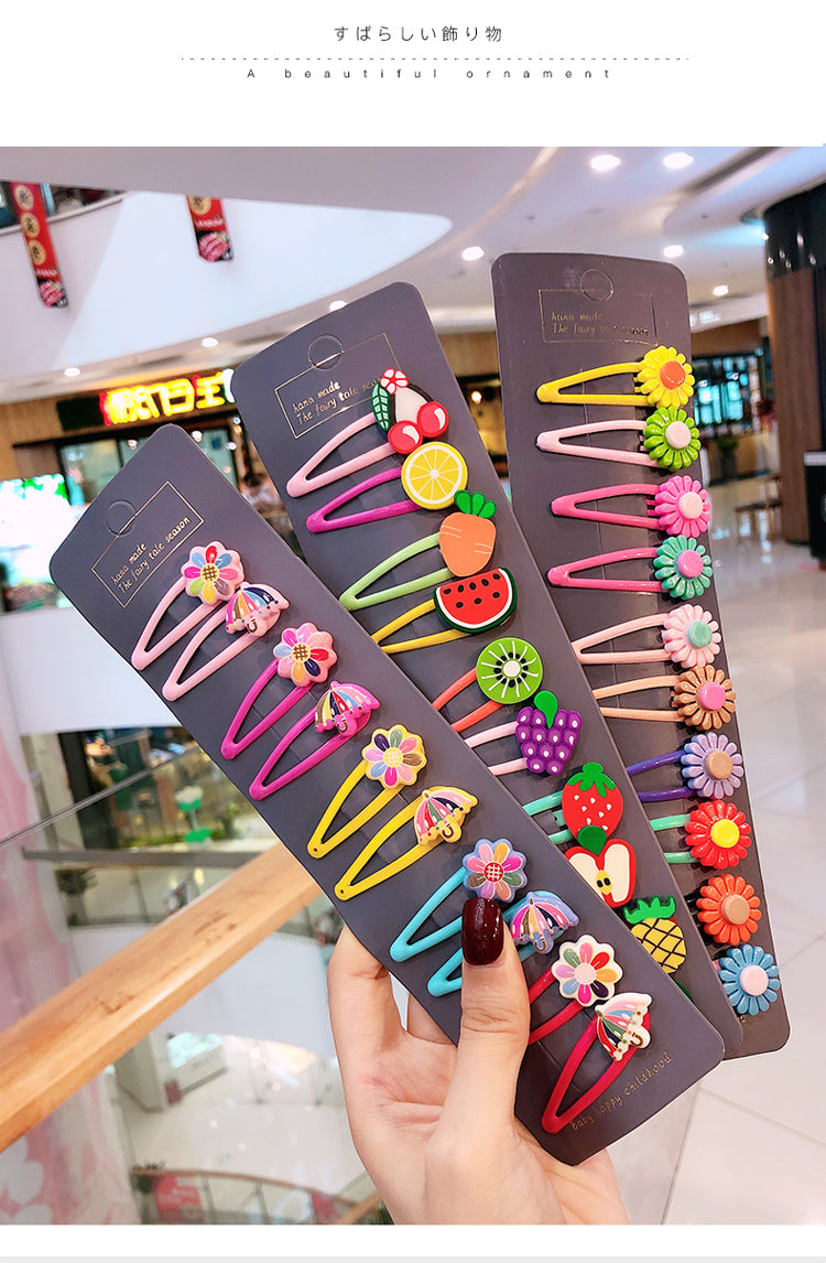 Girls Cute Cartoon Fruit Hairpins: 10 - 15 Piece Sets