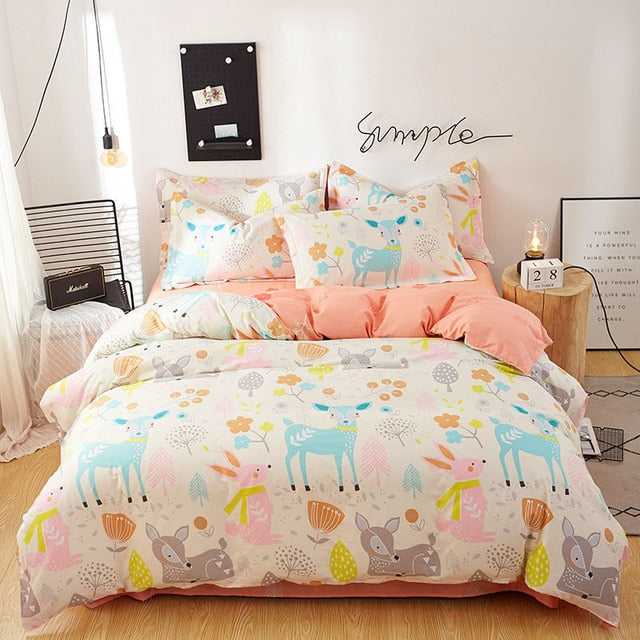 Duvet Cover Sets 3/4 piece 100% Cotton King Queen size bedding set