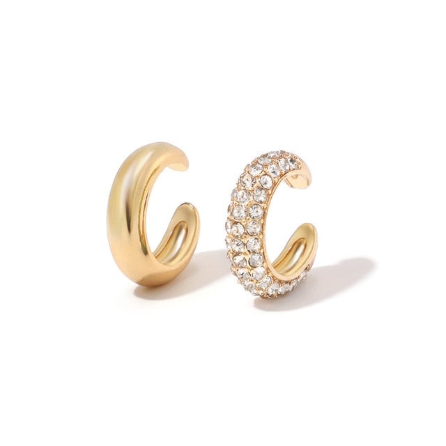 C Shaped CZ Rhinestone Small Ear Cuffs Clip