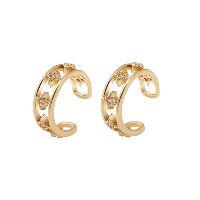 C Shaped CZ Rhinestone Small Ear Cuffs Clip