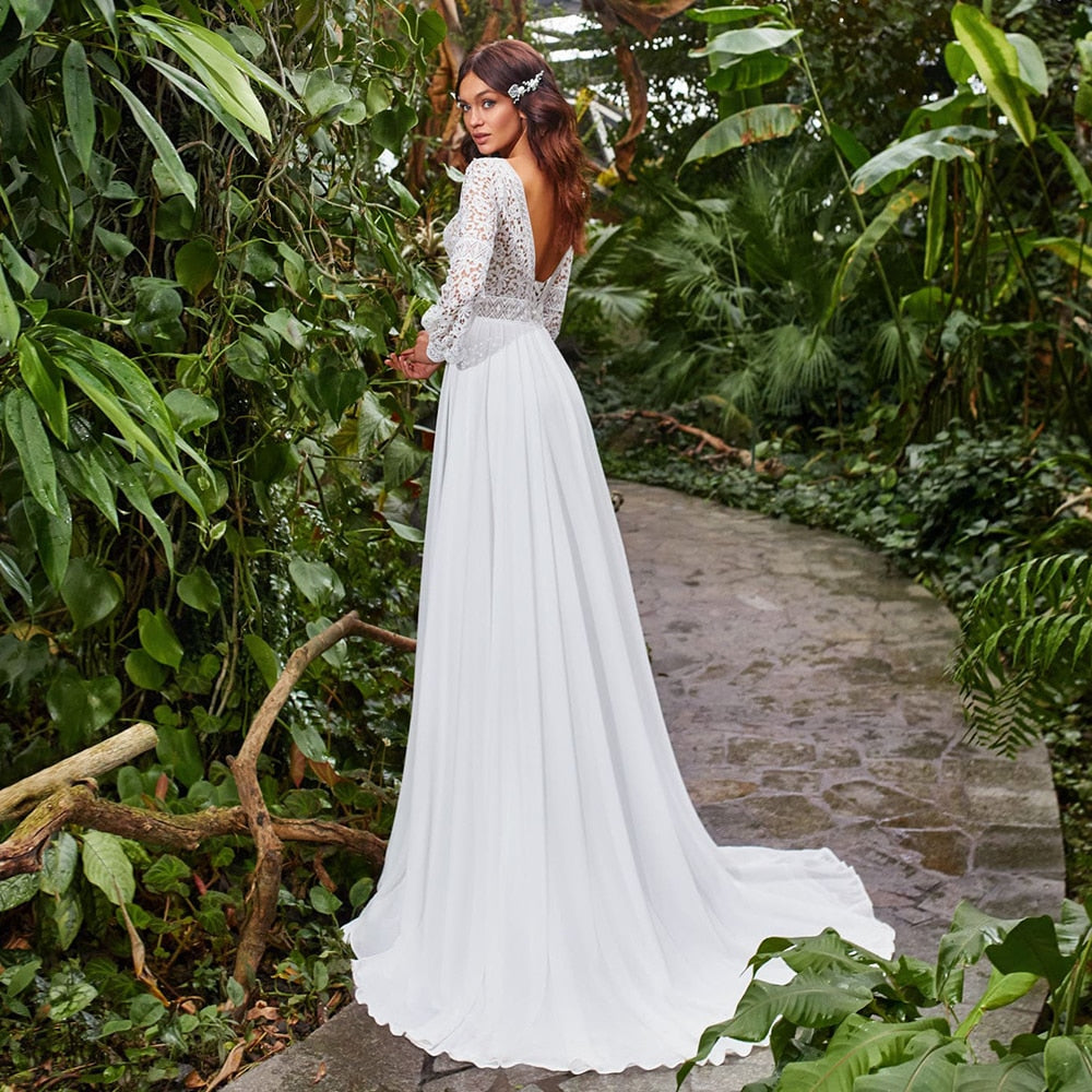 Chiffon Wedding Dress 2021 Boho A Line Bridal Gown