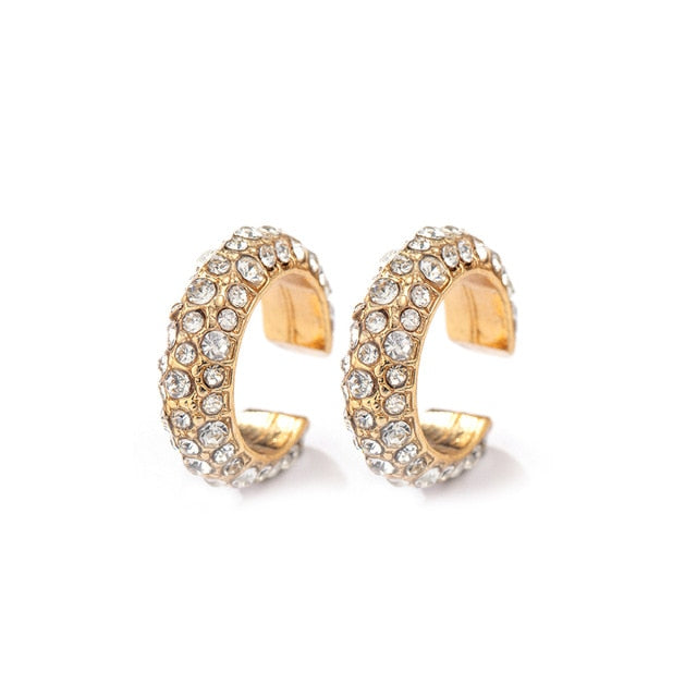 C Shaped CZ Rhinestone Small Ear Cuffs Clip