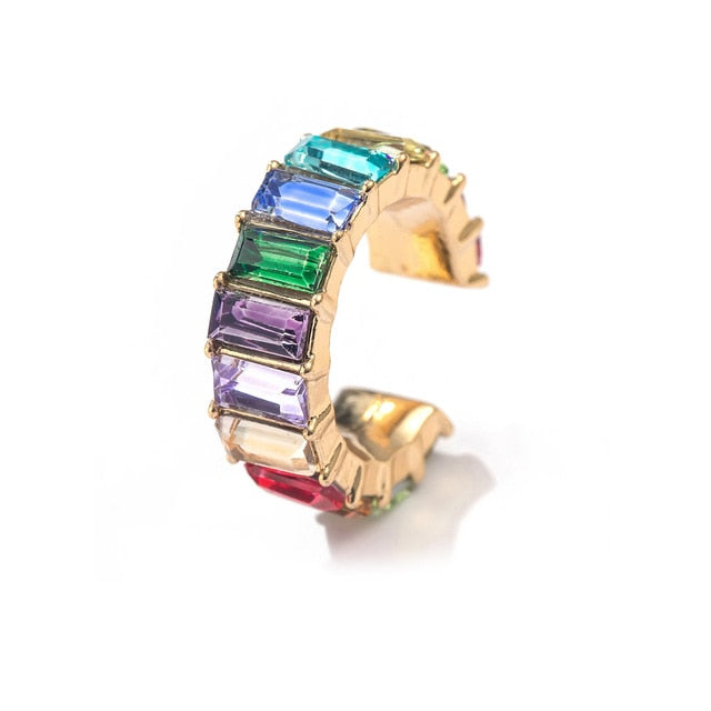 C Shaped CZ Rhinestone Small Ear Cuffs Clip