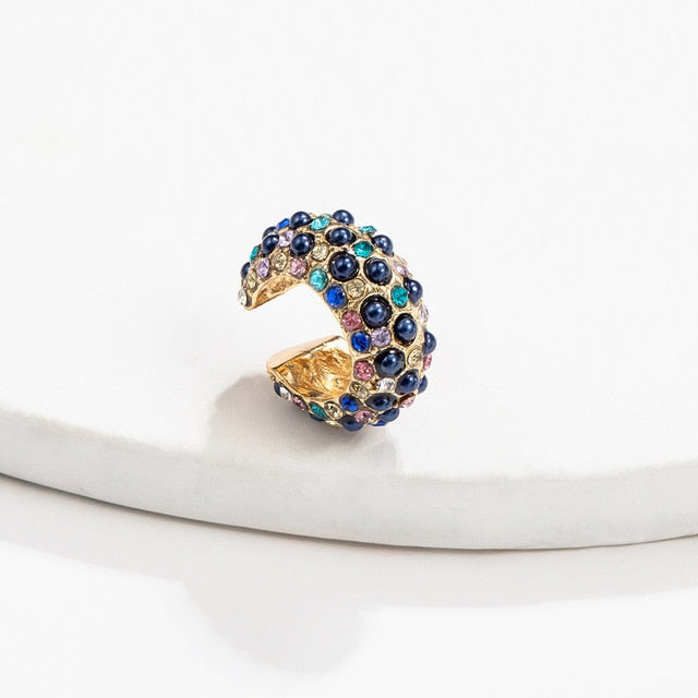 C Shaped CZ Rhinestone Small Ear Cuffs Clip