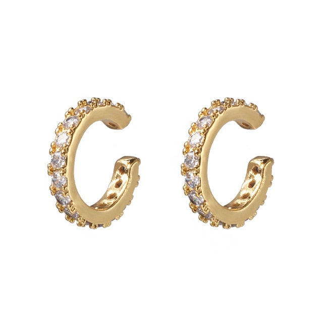 C Shaped CZ Rhinestone Small Ear Cuffs Clip