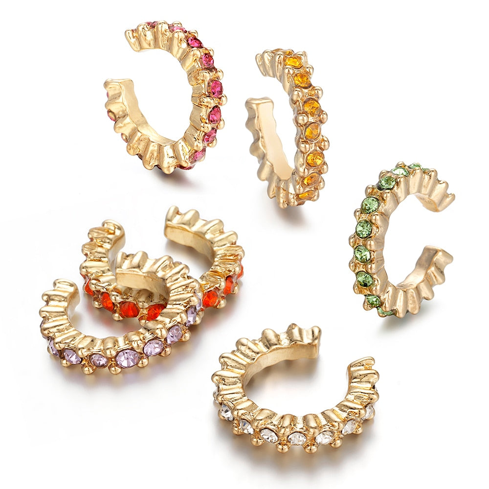 C Shaped CZ Rhinestone Small Ear Cuffs Clip