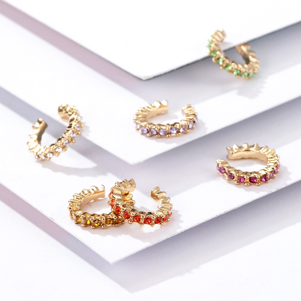 C Shaped CZ Rhinestone Small Ear Cuffs Clip