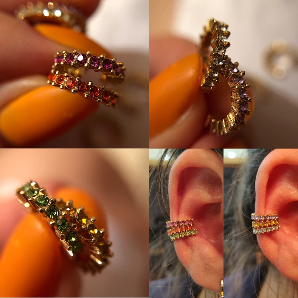 C Shaped CZ Rhinestone Small Ear Cuffs Clip