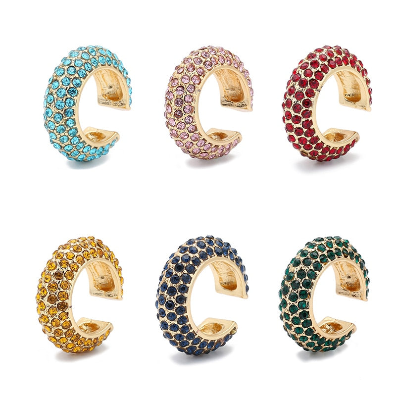 C Shaped CZ Rhinestone Small Ear Cuffs Clip