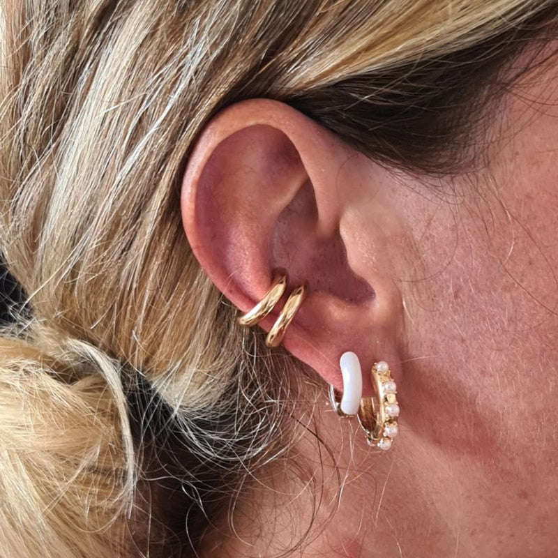 C Shaped CZ Rhinestone Small Ear Cuffs Clip