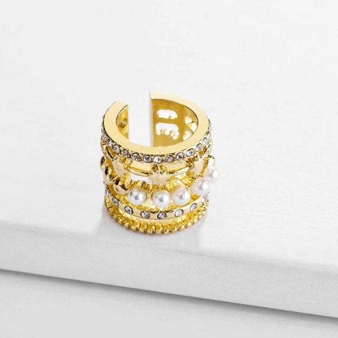 C Shaped CZ Rhinestone Small Ear Cuffs Clip