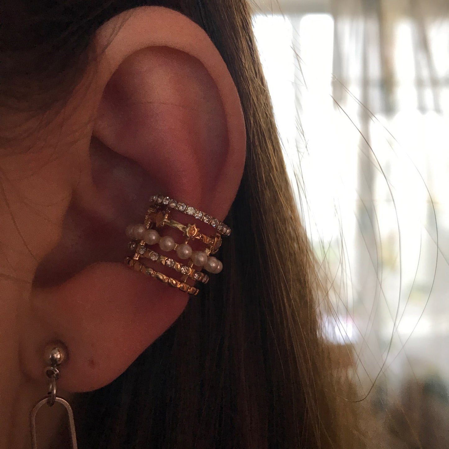 C Shaped CZ Rhinestone Small Ear Cuffs Clip