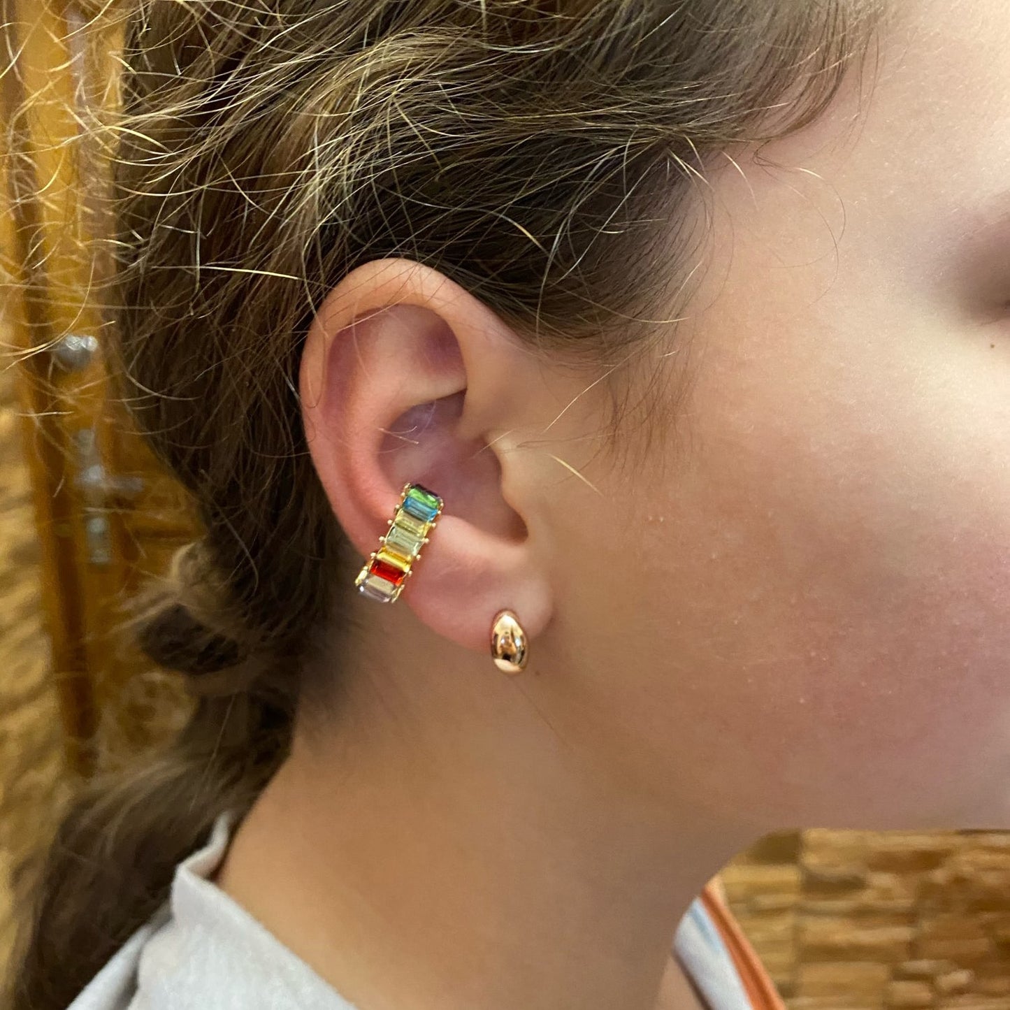 C Shaped CZ Rhinestone Small Ear Cuffs Clip
