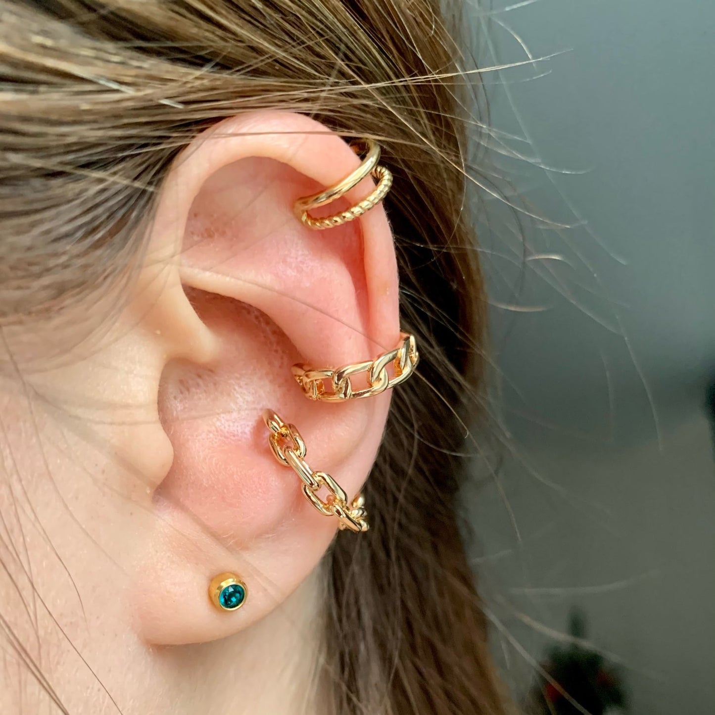 C Shaped CZ Rhinestone Small Ear Cuffs Clip