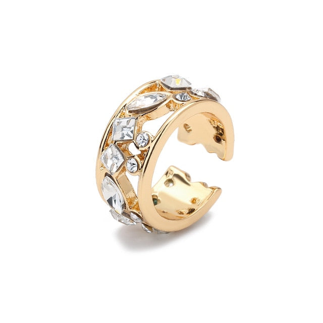 C Shaped CZ Rhinestone Small Ear Cuffs Clip