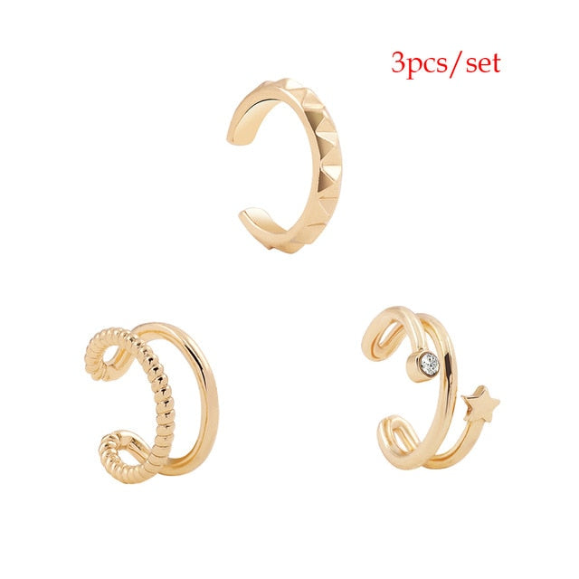 C Shaped CZ Rhinestone Small Ear Cuffs Clip