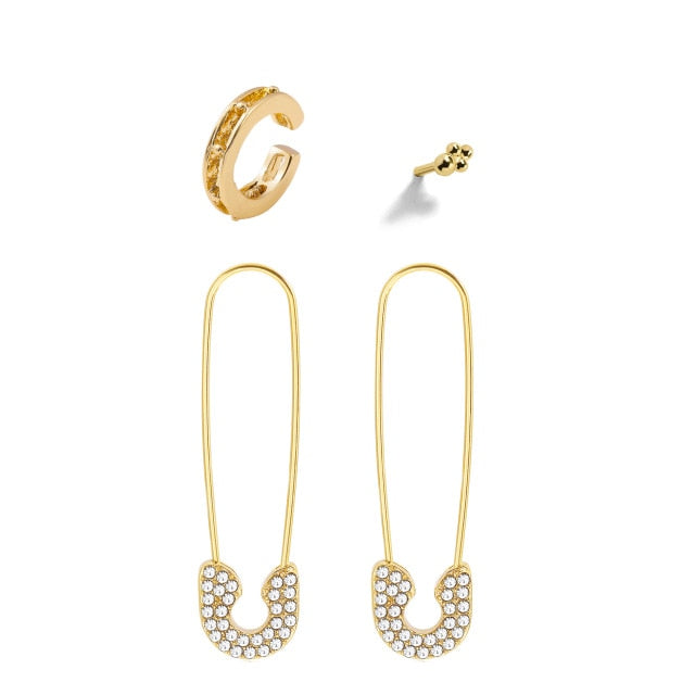 C Shaped CZ Rhinestone Small Ear Cuffs Clip