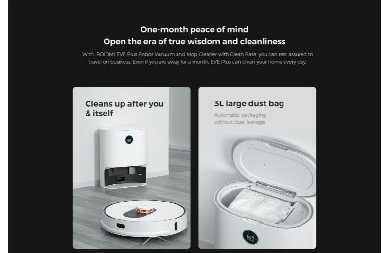 Eve Plus Smart Vacuum Robot Cleaner with Auto Empty