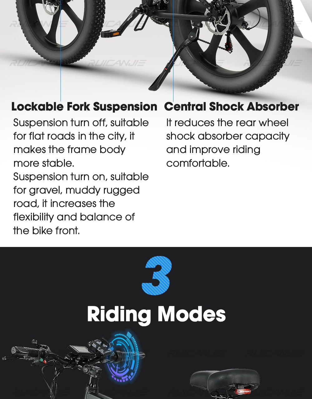 Electric Mountain Bike 48V12.8ah 1000W Max 50km/h