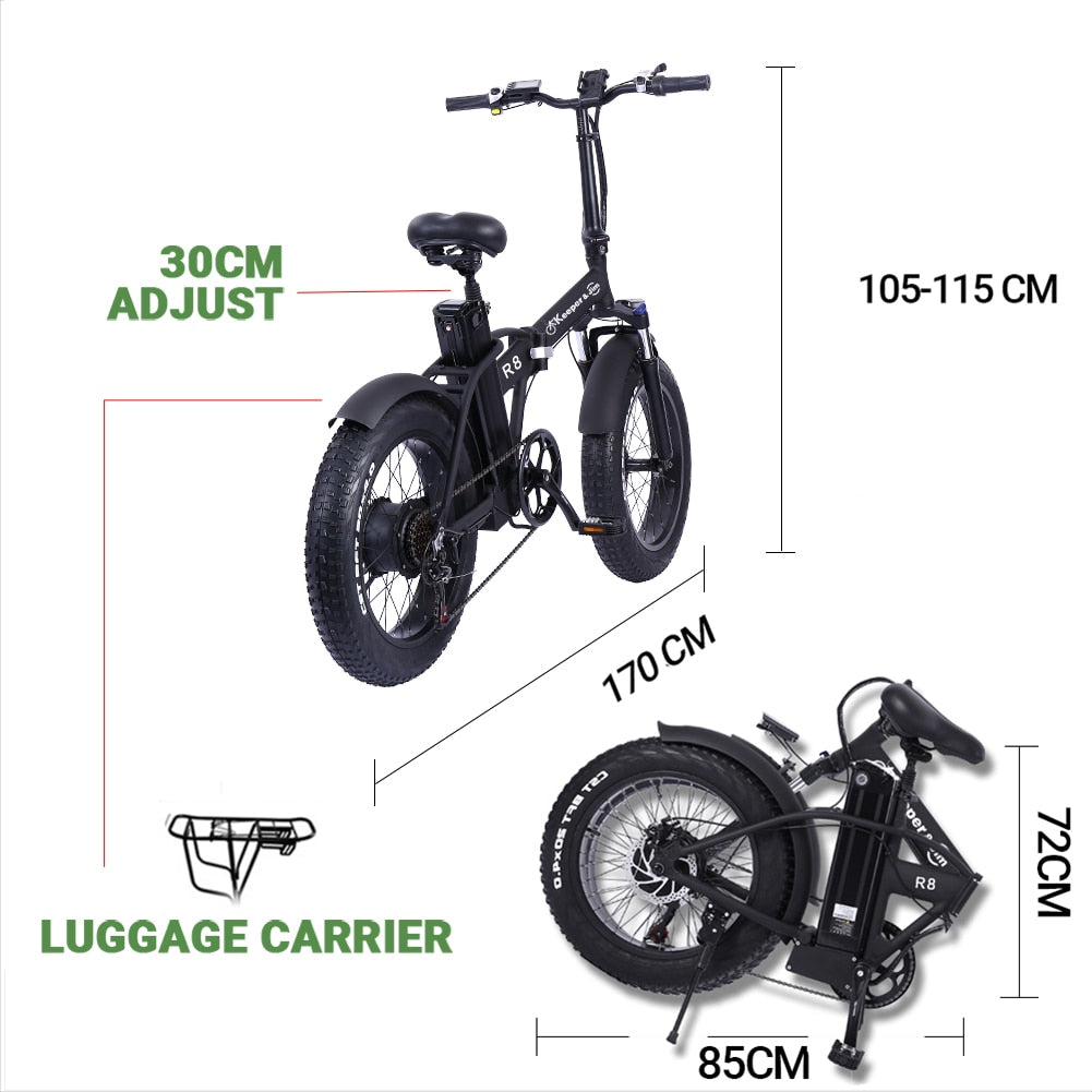 Electric bike 20 inch eBike snowbike 48V 15AH lithium battery
