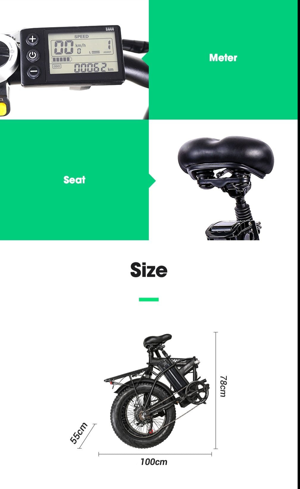 Electric bike 20 inch eBike snowbike 48V 15AH lithium battery