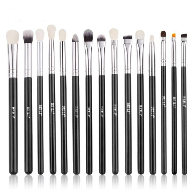 Makeup brushes set Natural goat hair - Black