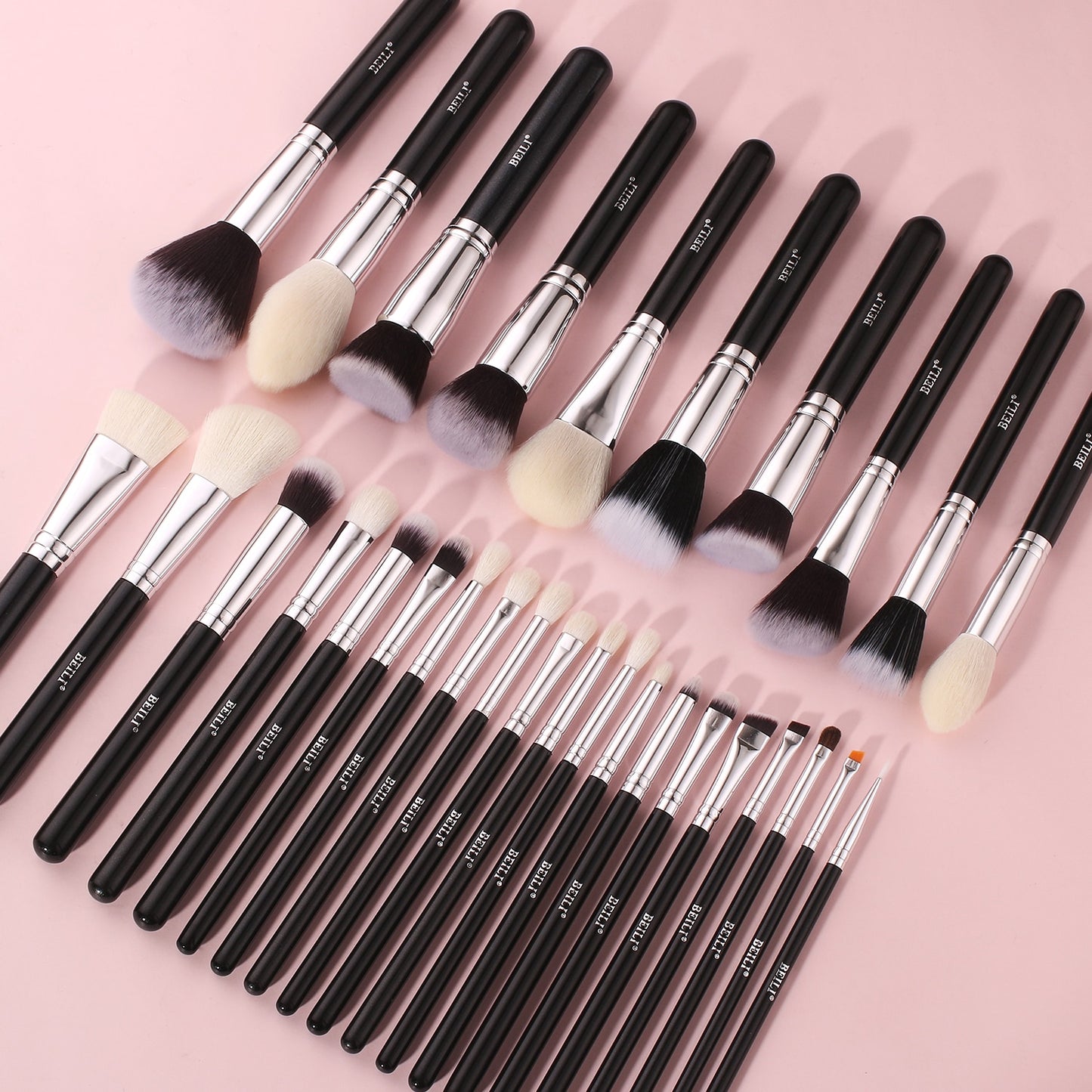 Makeup brushes set Natural goat hair - Black