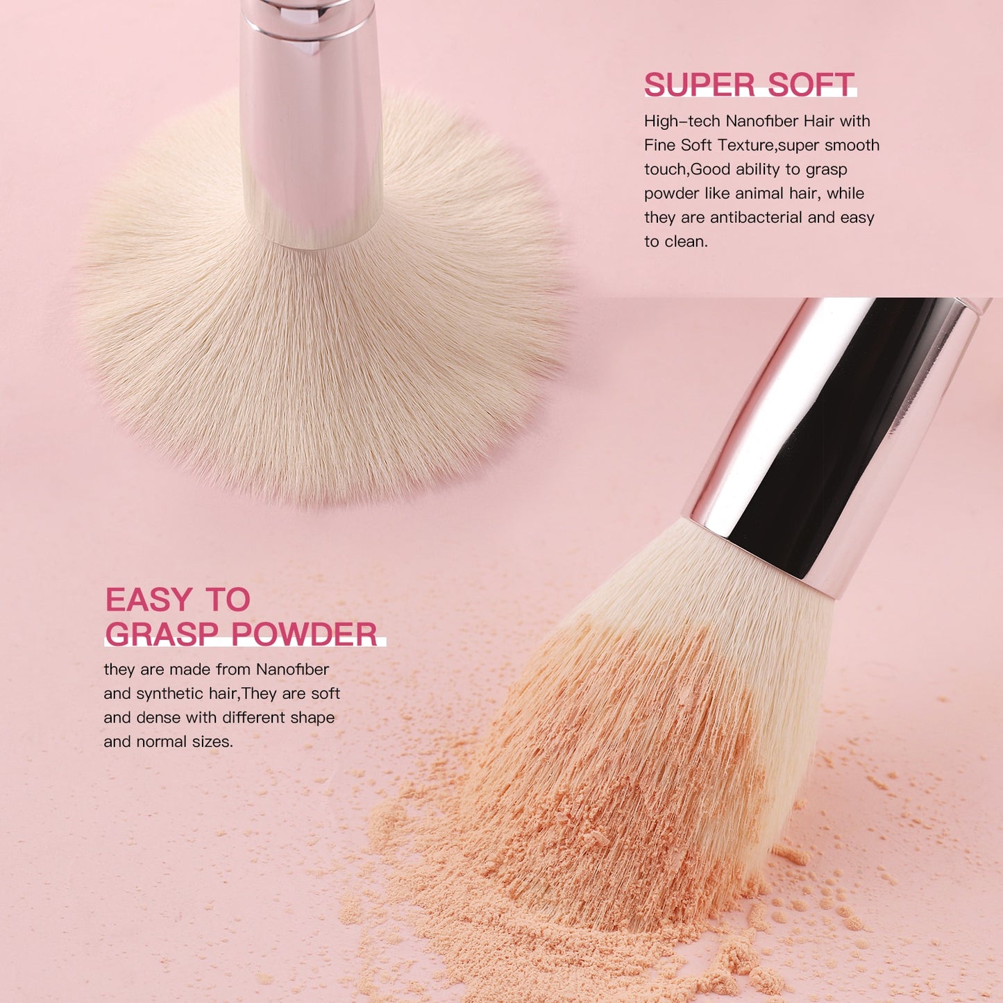 Makeup brushes set Natural goat hair - Black