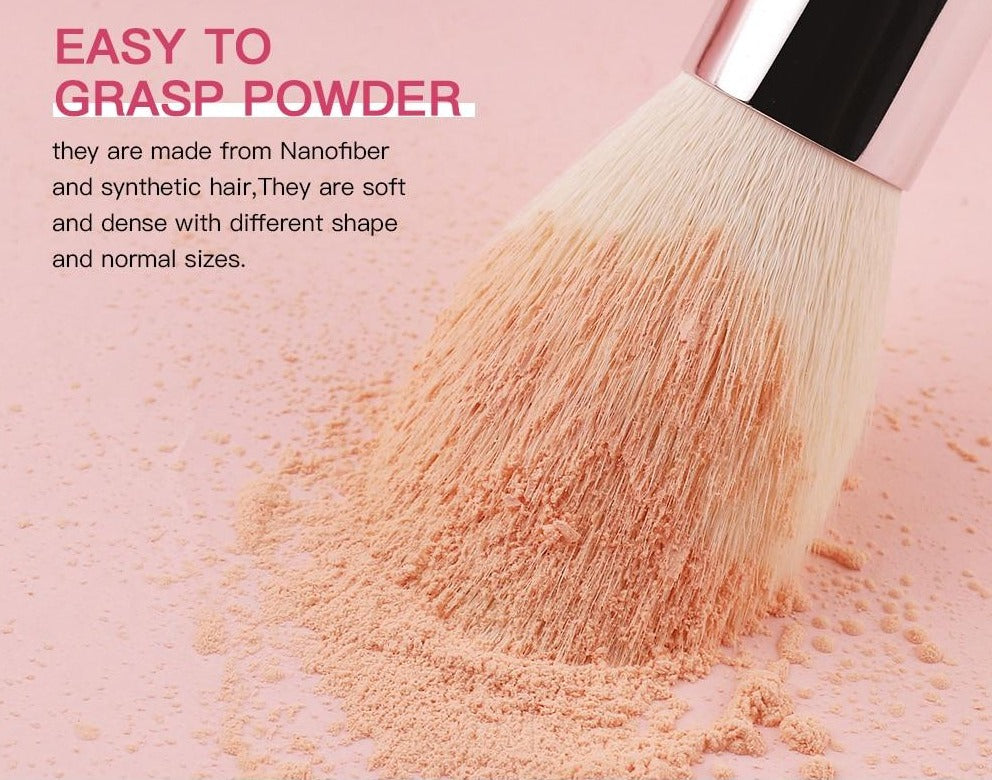 Makeup brushes set Natural goat hair - Black