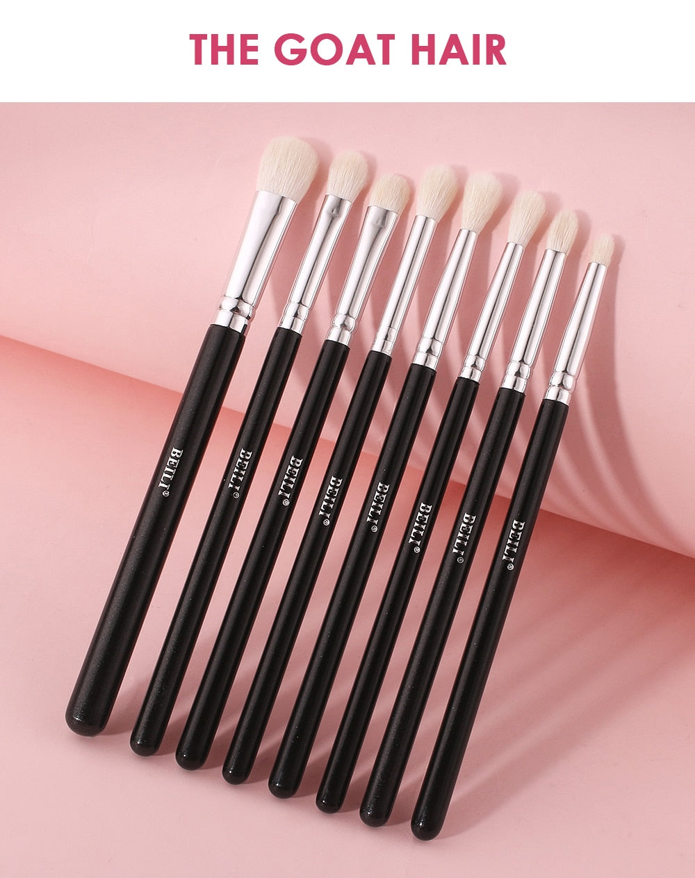 Makeup brushes set Natural goat hair - Black