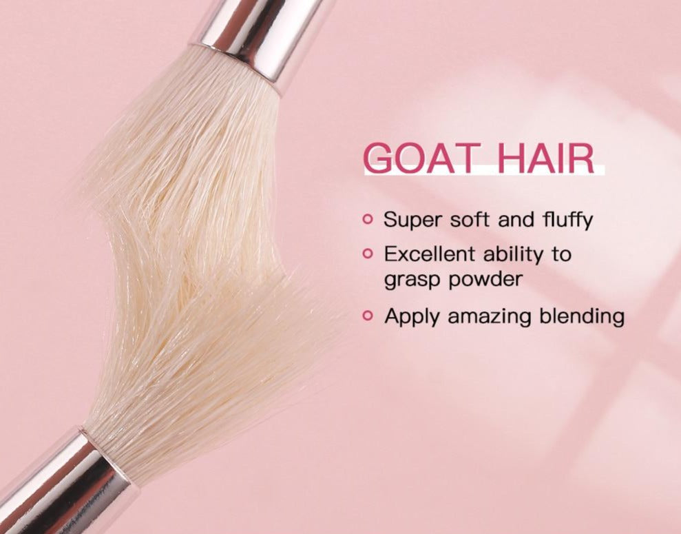 Makeup brushes set Natural goat hair - Black