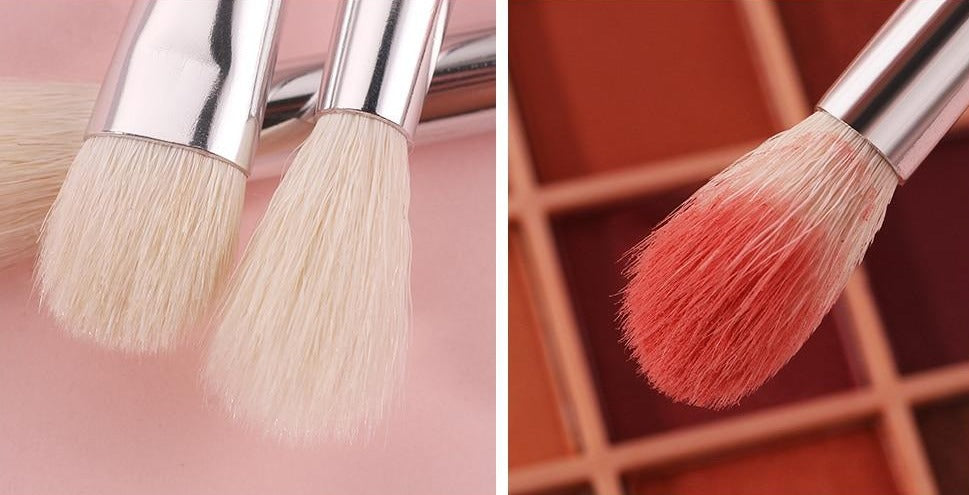 Makeup brushes set Natural goat hair - Black
