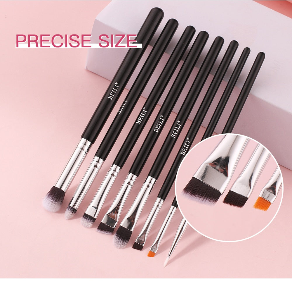 Makeup brushes set Natural goat hair - Black