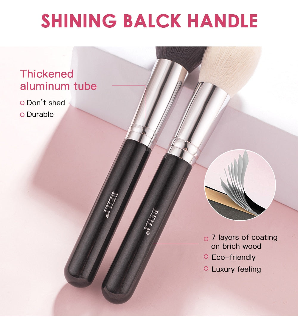 Makeup brushes set Natural goat hair - Black