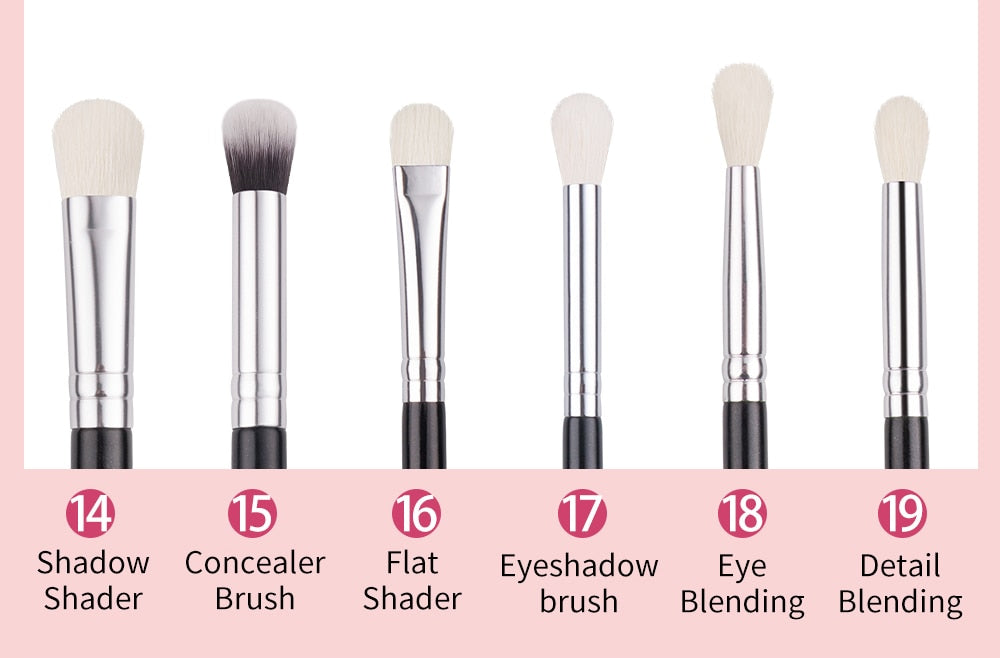 Makeup brushes set Natural goat hair - Black