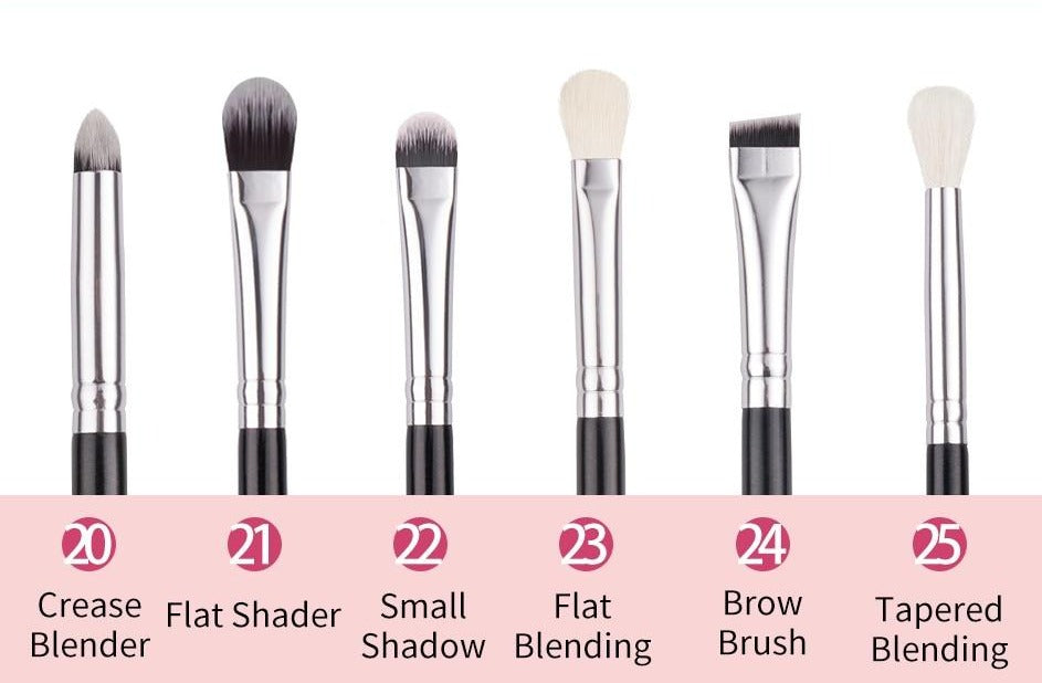Makeup brushes set Natural goat hair - Black