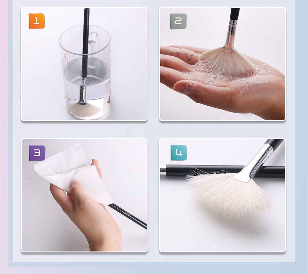 Makeup brushes set Natural goat hair - Black