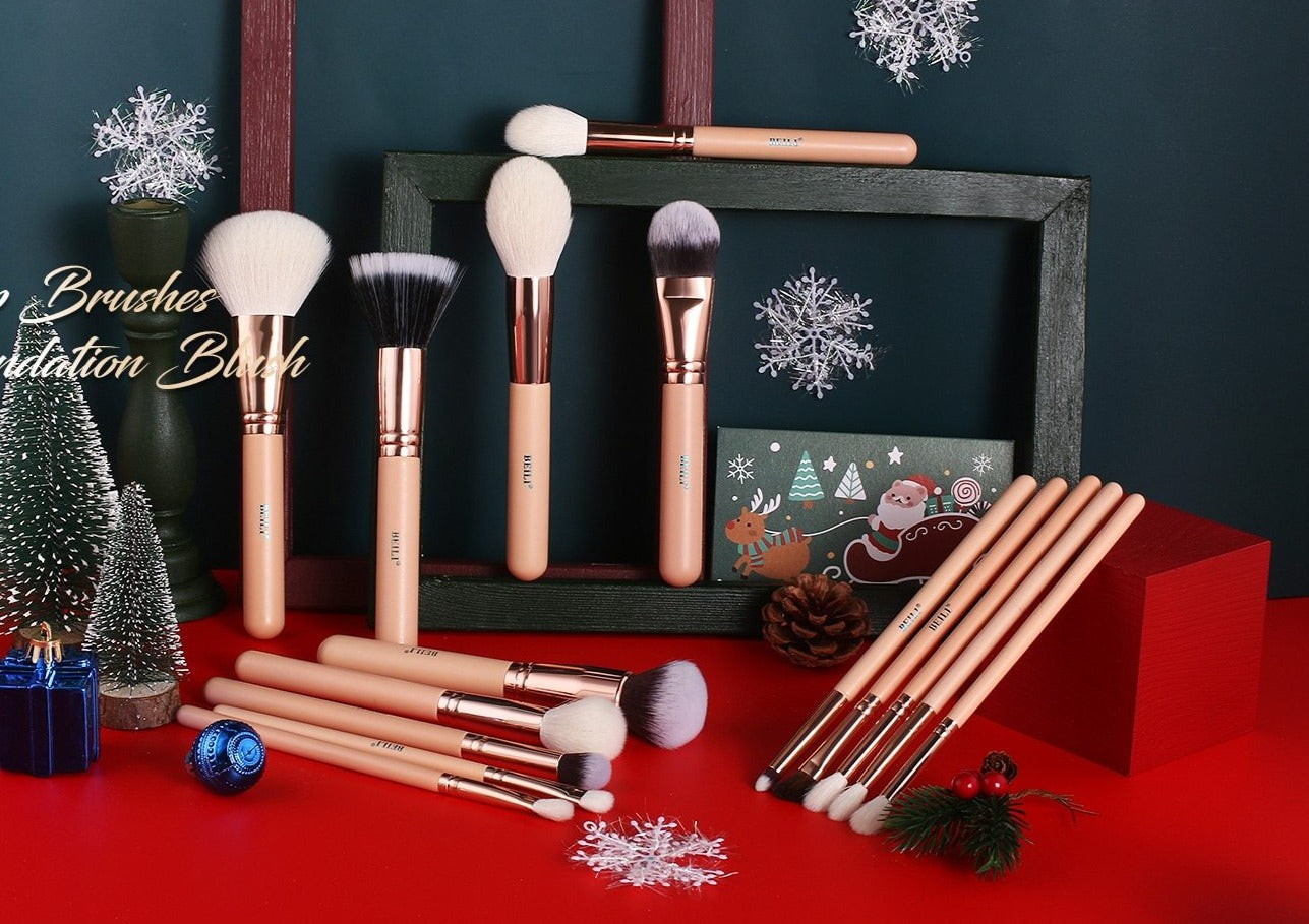 Makeup brushes set Natural goat hair - Black